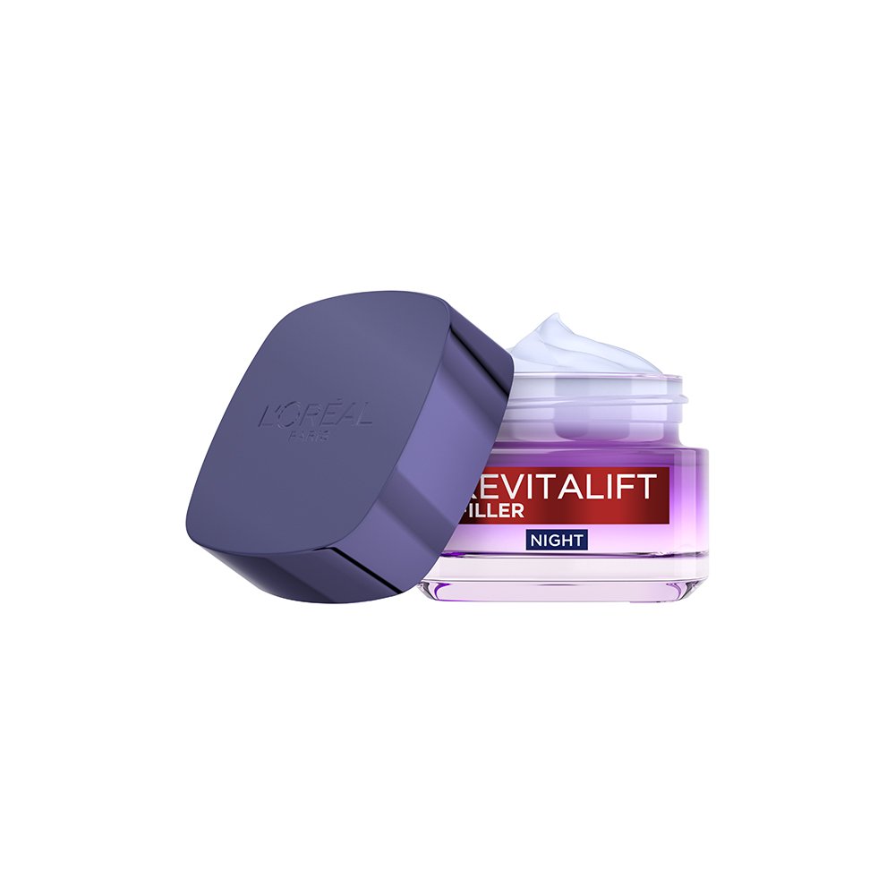 2024 OAP SkinCare Revitalift Filler Hyaluron Anti Wrinkle Cream NIGHT 50ml Open Pack Front 1000x1000